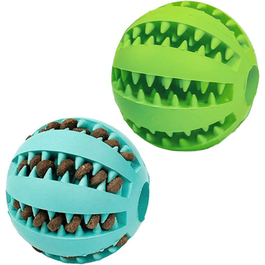 Denuotop - Interactive Ball Toy for Small and Large Dogs Natural Rubber Treat Chew Toy Sturdy Dog Ball 2 Pieces/Pack (Large 7cm) Prevents Choking iq