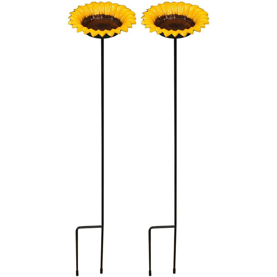Selections - Cast Iron Wild Bird Sunflower Dish Bird Feeder (Set of 2)