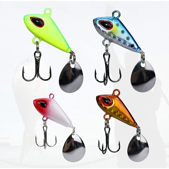 Kits Fishing Lures Bait 4 Fishing Spinner VIB Lure Spinnerbait Vibration Metal Fishing Lures Artificial Bait Tackle Hook for Trout, Perch, Salmon,