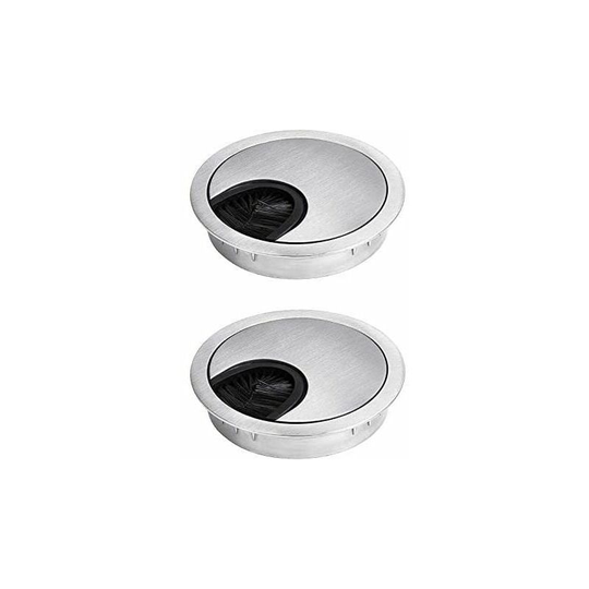 Monly - 2 cable socket desk cable passage 60mm cable cover cable socket with brush table socket for table stainless steel round desk worktops