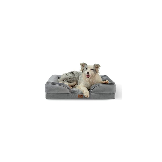 Bedsure Dog Bed Sofa Large - Washable Orthopedic Dog Sofa & Couch with Removable Flannel Zipper Cover,Grey,89x63x18cm