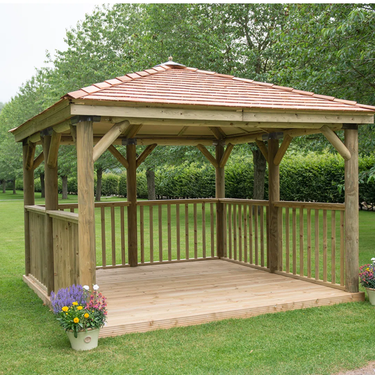 3.5m x 3.5m Wooden Gazebo with Cedar Roof