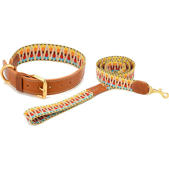 Bearsu - Leather Dog Collar with Metal Pin Buckle Webbing Collar Best for Medium Large Dogs Walking Running Training and Everyday Use,M