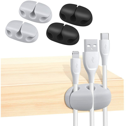 Gift - 4 Silicone Cable Clips Reusable Self Adhesive Cable Organizer Desktop Cable Management Tool for usb Cable Charging Cable pc tv Mouse Headphone