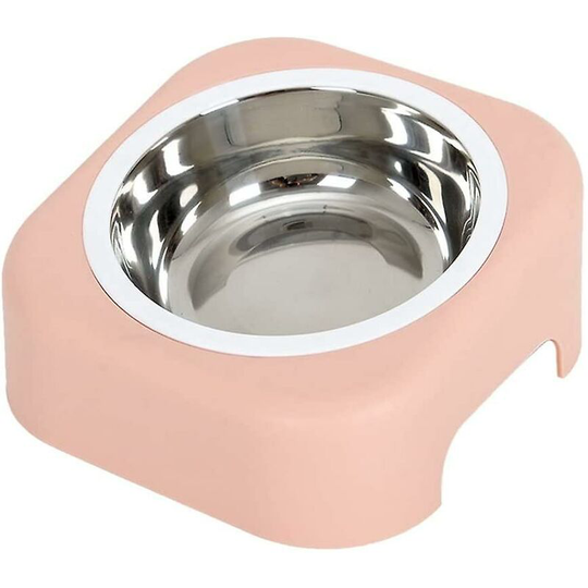 Cat And Dog Bowl Stainless Steel Pet Bowl Non-slip Anti-spill Anti-spill Base 17.5 * 17.5 * 6cm Pink - ssxjv