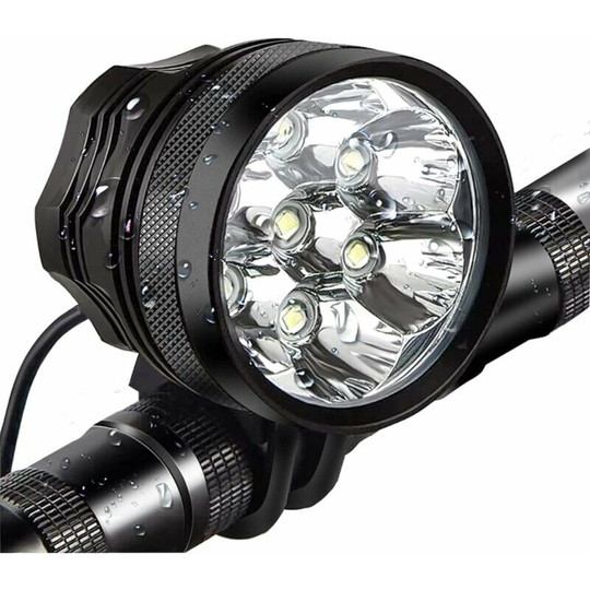 Bearsu - Bike Lights, Super Bright led Bike Headlight, Waterproof Mountain Bike Front Headlight with 9000mAh Rechargeable Battery (Black)-