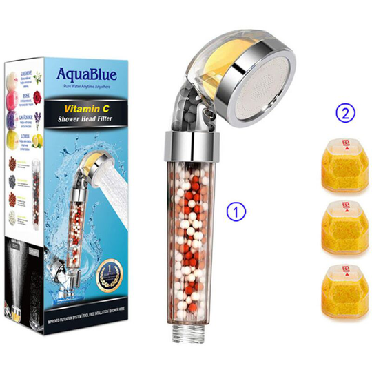 Filtering Shower Head with Vitamin C, Chlorine Limescale Ionic Hand Shower Filter, Hand Shower Softens Hard Water, High Pressure, Water Saving