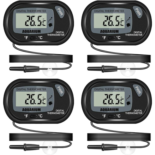 4Pcs Digital lcd Aquarium Fish Tank Thermometer with Suction Cups and Waterproof Probe for Fish Tank Vivarium Reptile Terrarium
