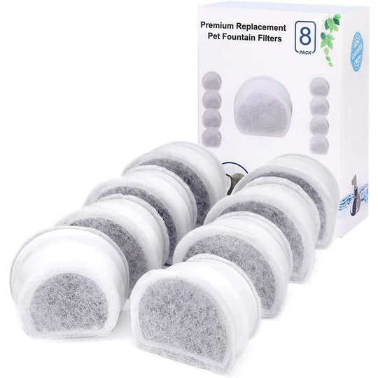 Soekavia - Replacement Charcoal Filters for PetSafe Drinkwell Avalon, Pagoda, 2 Gallon, Sedona and Seascape Fountains, 8 Pack Fountain Filters