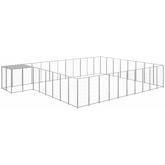 Dog Kennel Silver 25.41 m² Steel Vidaxl Silver