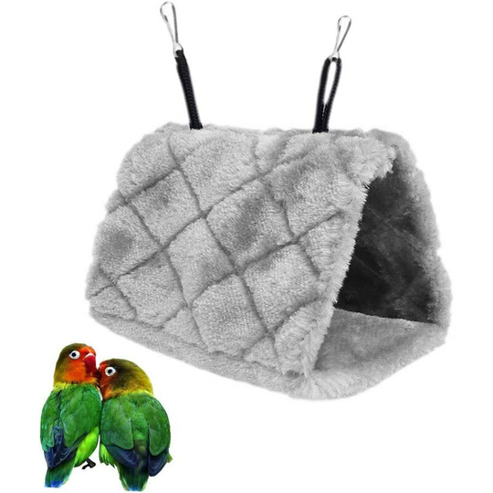 Sun Flowergb - Gray Parrot Nest Pet Bird Nest Winter Warm Hammock Hanging Cave Cage Plush Happy Hut Tent Bed (m, 24 * 15 * 18cm)