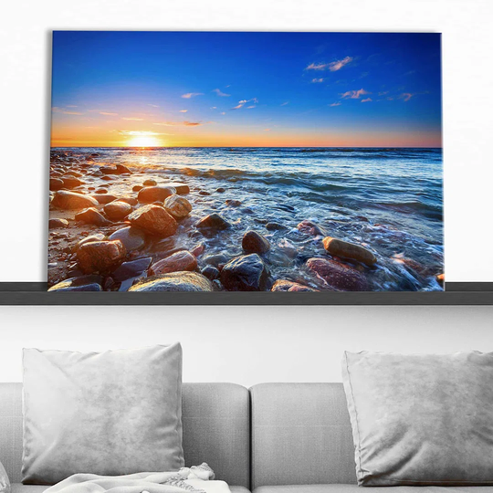 Pebbly Beach In Rozewie - Wrapped Canvas Photograph Print