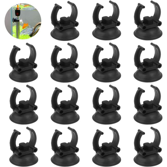 Fulushou suction cup aquarium 24 pieces suction cup aquarium support clips for heating suction cup aquarium black plastic for water tube
