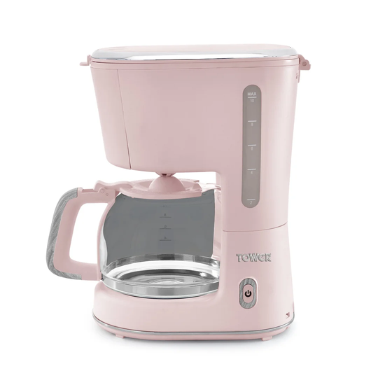 Tower Scandi T13006PNK Coffee Maker with Anti-Drop Function and Anti-Slip Feet, 1.25 Litre, 900 W, Pink