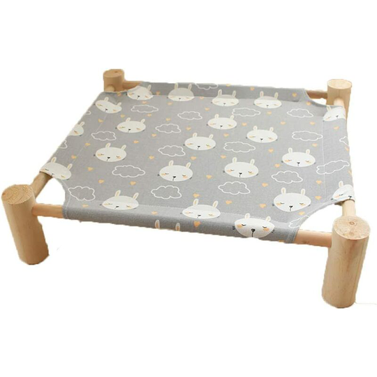 Solid Wood Canvas Pet Bed Dog Bed Cat Bed Quadrangular Pet Cat Hammock Wooden Bed Removable Washable Pine Frame
