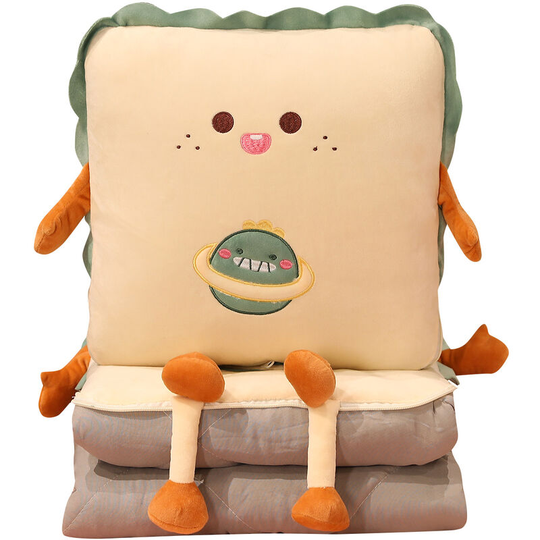 Lifcausal - 2-in-1 Blanket Pillow Folding Blanket Extend Throw Pillows for Home Office Car Safa (Green Dinosaur-38X38cm)