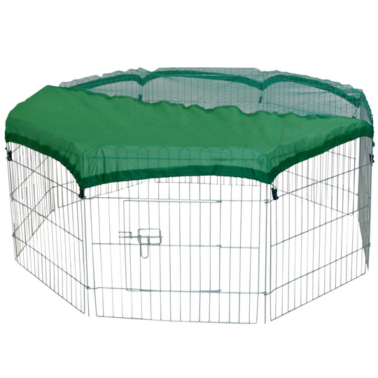 Oypla 8 Panel Outdoor Rabbit Play Pen Run with Shade Safety Net