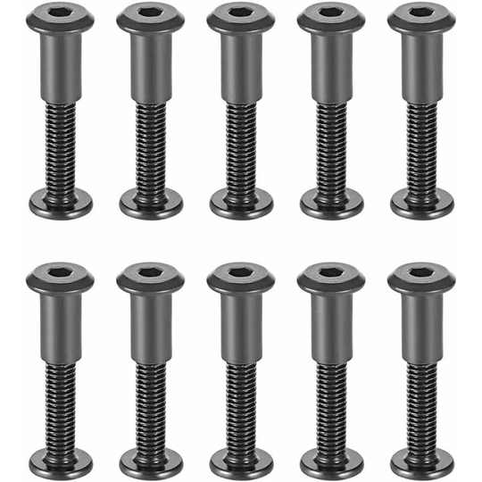 Langray - 10 Sets Screw Post M6 Black Bolts Nuts Fit for 8mm Hole Dia Male M6 x 35mm Carbon Steel Black Belt Buckle Binding Bolts Leather Fastener