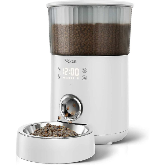 Automatic Cat Feeder, 135oz / 4 Liter Pet Food Dispenser, With Programmable Timer, Portion Size Control