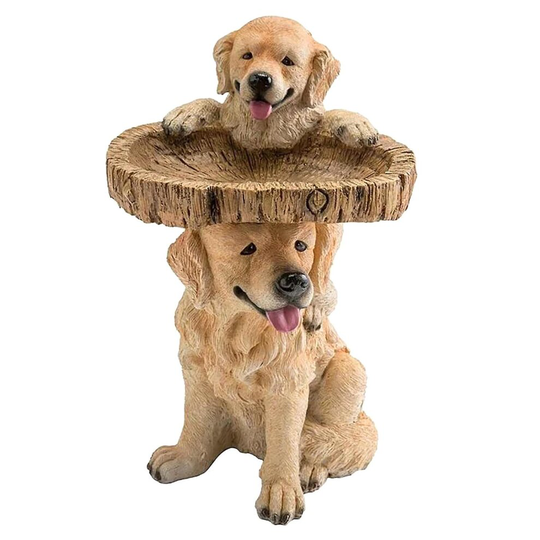 (Puppy) Bird Bath Feeders Bowl Garden Ornament Polyresin Handmade Decoration Outdoor