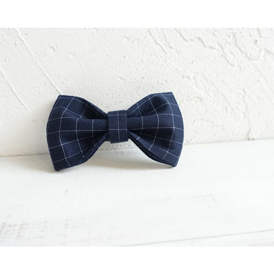 Plaid Blue Cat Collar Dog with Bow Tie - Collar with Bow Tie Pets Dog Ties Adjustable Ties for Party Wedding M 2 pieces