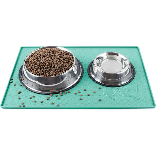 Soekavia - Cat & Dog Feeding Mat, Sillicone Waterproof Pet Bowl Placement Tray dish wash safe to Stop Food Spills and Water Messes Out to Floor (l: