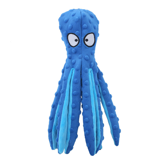 (blue) Dog Plush Toys Octopus - No Stuffing Dog Squeaky Toys with Crinkle Paper for Puppy Teething, Durable Dog Chew Toys Dogs Training and Playing To