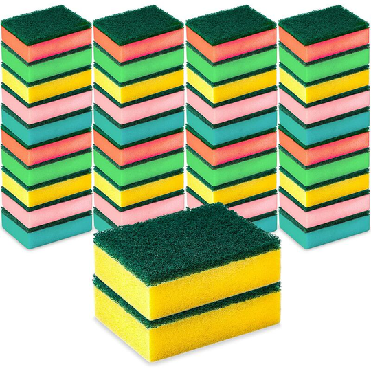 Perle Rare - Cleaning Sponges for Kitchen, Dishwashing, Bathroom, Car Wash, One Side Scraping, One Side Absorbing, Abrasive Sponge, Heavy Duty,