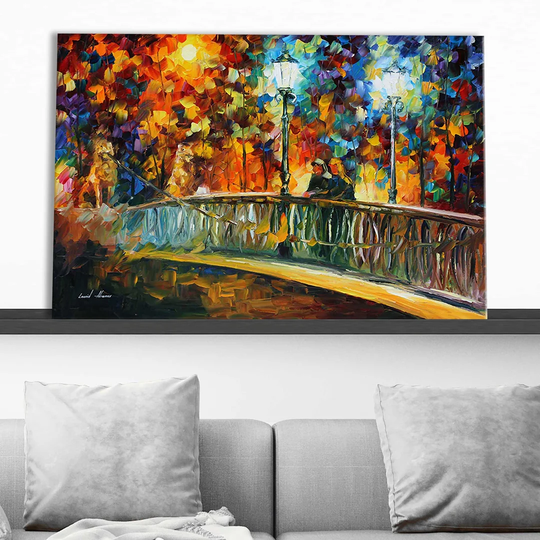 Date on the Bridge by Leonid Afremov - Wrapped Canvas Painting Print