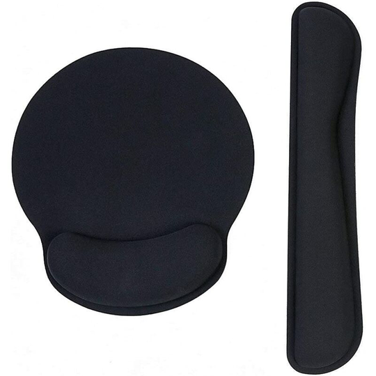 Mouse pad and keyboard pad in an ergonomic, non-slip memory foam wrist rest