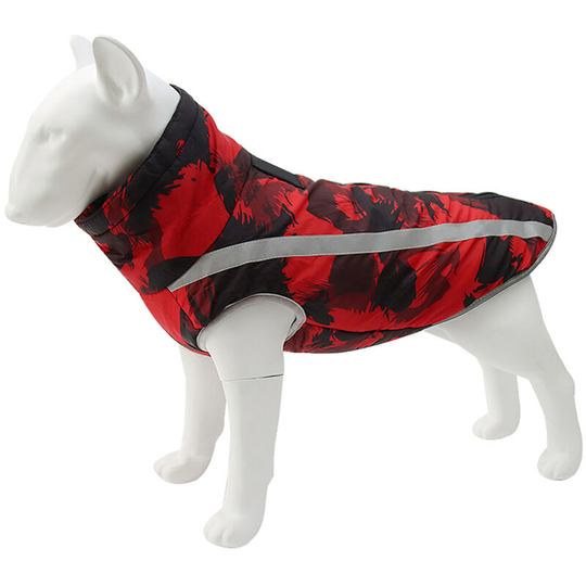 Reflective Waterproof Windproof Dog Coat, Autumn and Winter Warm Polyester Dog Jacket Winter Dog Vest for Medium Large Dogs Red Graffiti,model:Red m