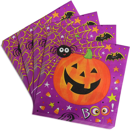 Halloween towels, 40pccs birthday towels, trick or Treat Tacks Towels with Pumpkin Crane, Party Towels for Halloween Birthday Table Decoration (a)