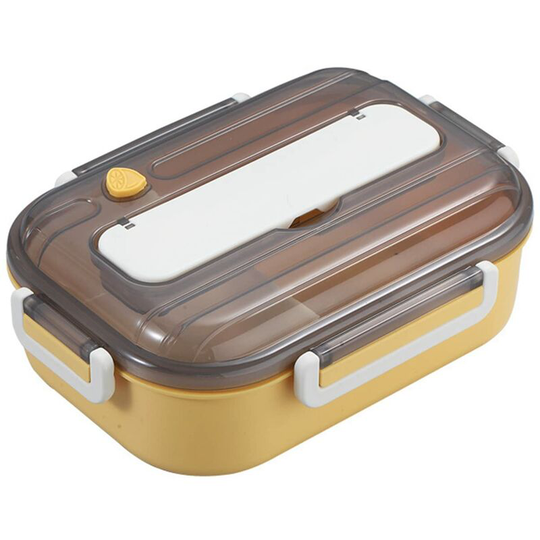 Lunch Box, 1300 ml Plastic Lunch Box, with Cutlery and 2 Compartments, Airtight Box for Picnic