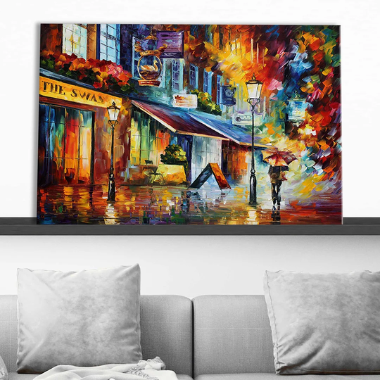 The Swan, London by Leonid Afremov - Wrapped Canvas Painting Print