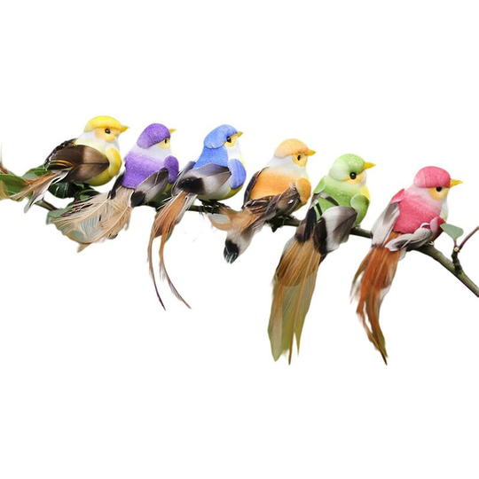 Benobby Kids - 12pcs Mini Artificial Birds Simulation Foam Birds Multicolor Craft Christmas Tree Home Garden