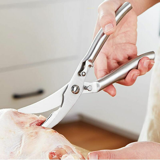 Monly - Poultry Scissors, Professional Kitchen Scissors, Stainless Steel Poultry Scissors, Spring Mechanism, Durable, For Chicken, Bones, Poultry,