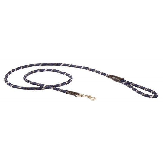 Rope Leather Dog Lead (1.2m) (Navy/Brown) - Navy/Brown - Weatherbeeta