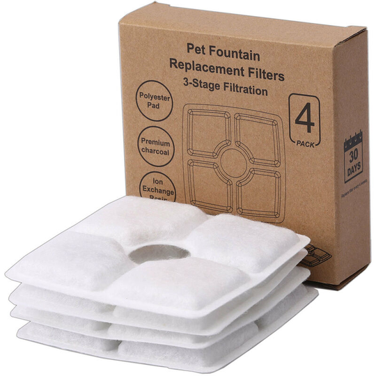 4pcs Square Cat Fountain Filter Refill Cat Fountain Filters Water Filter, with Activated Carbon and Resin for Fountain
