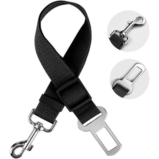 Dog Car Belt, Universal Dog Car Car Harness, Adjustable Durable Ripstop Dog Safety Belt 41-71cm for All Dogs and Cats, Black Nylon