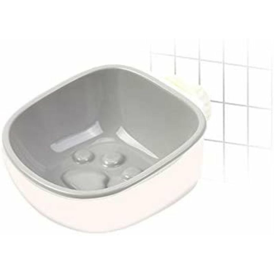 Removable Slow Dog Bowl Feeding Pet Cat Bowls, Eco-Friendly Plastic Hanging Anti-Choke Cat Food Cage Container Slow Eating (Gray, Footprint)