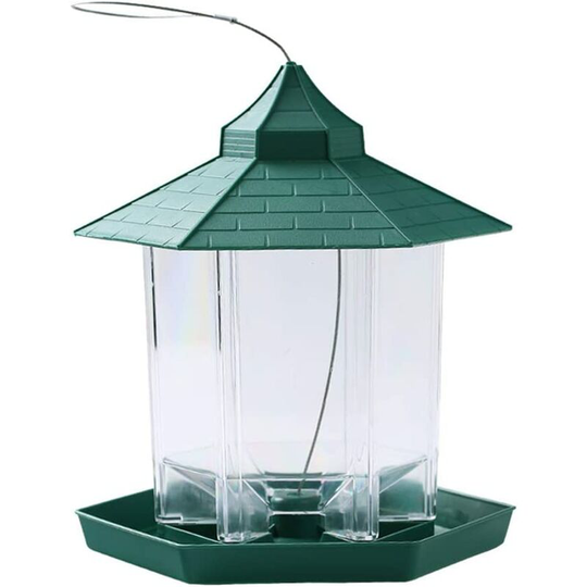 Feeder for Small Birds Hanging Lantern Feeders Rain Shelter Weatherproof Outdoor Garden Yard Decoration Green