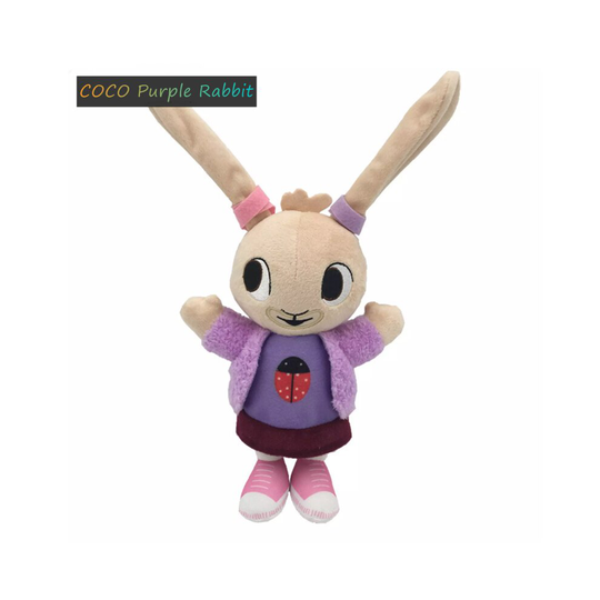(Coco Purple) 1pcs Cute Cartoon Bing Bunny Rabbit Plush Doll Toy Soft Stuffed Toy Animals Toys for Children Kids Christmas Gift Ultra-soft 25~30cm