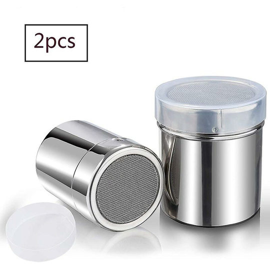 Chocolate Shaker With Lid Stainless Steel Flour,2pcs Thsinde z