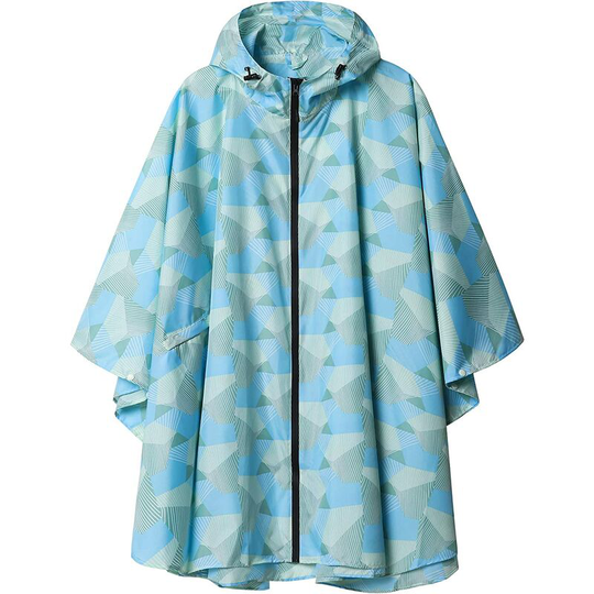 Rain Poncho Jacket Coat Hooded for Adults with Pockets, XL (Geometric Blue)