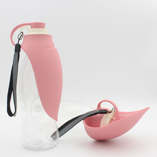 Muff - 1PCs Portable Dog Water Bottle in Silicone Pet Water Bottles Foldable for Travel Walking Hiking (Pink)