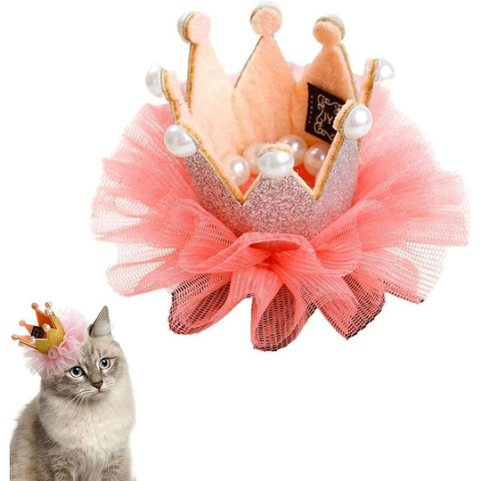 Pet Hair Clips, Cute Crown Hat Cat Dog Birthday Headwear Hair Pins Kitten Puppy Headdress Wedding Birthday Party Photography Decoration (Silver)