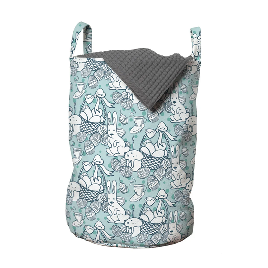 Rabbit Doodle Muffin with Eggs Basket Laundry Bag