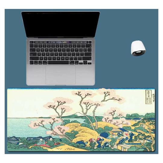 Gaming mouse pad, non-slip rubber base soft fabric mouse pad, Japanese style mouse pad with 27 scenes of Ukiyo-e (Japanese style 1, 300*900*3) - Muff