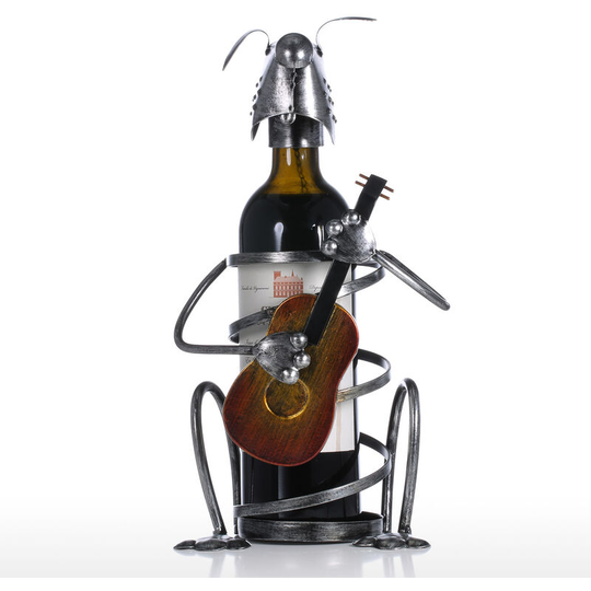 Puppy Wine Rack with Guitar Iron Animal Figurine Creative Wine Rack Practical Ornament Craft Gift