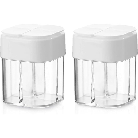 Spice Storage Containers, 2 Pcs Plastic Spice Storage Container White with 4 Grids for Storage of Spices such as Salt